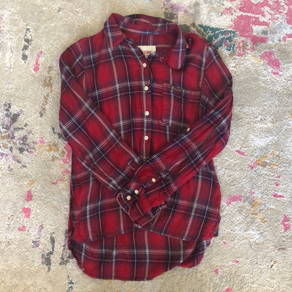 Plaid long sleeve button down